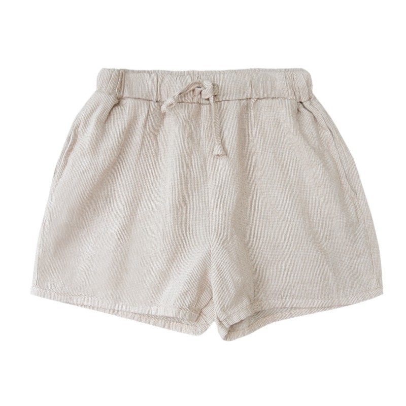 Thin Striped Shorts - Camel