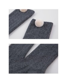 Baby Pompom Knee High Socks - Grey