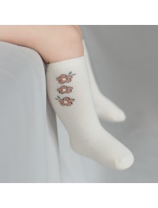 Baby Flowers Knee High Socks -  Ivory