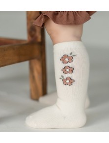 Baby Flowers Knee High Socks -  Ivory