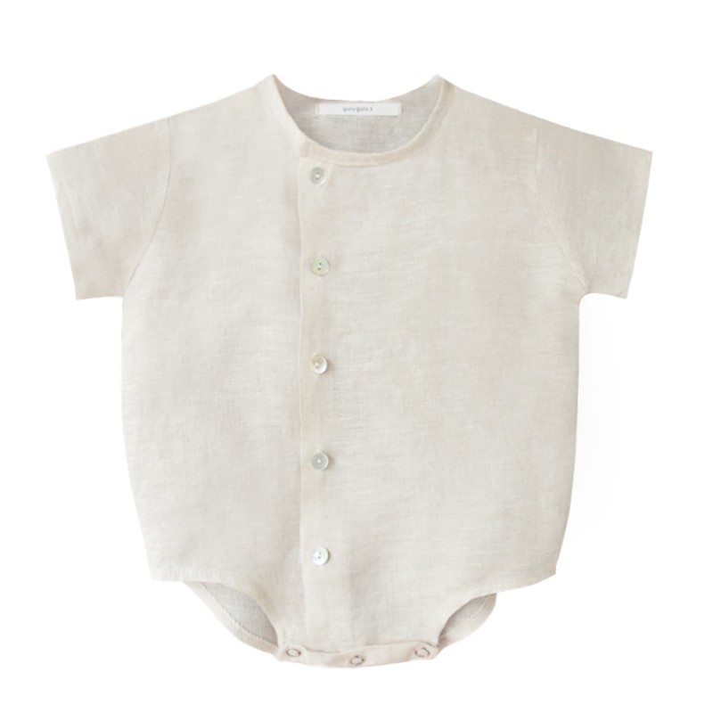 Gaston Linen Baby Romper - Natural