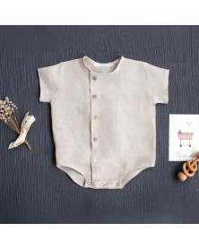 Gaston Linen Baby Romper - Natural