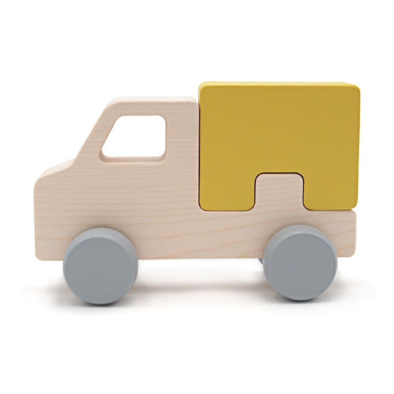 Briki Wooden Push Along Truck - Mustard