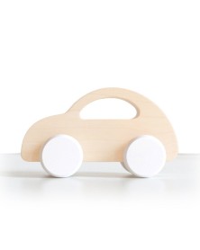 Briki Wooden Push Along Beetle Car - White