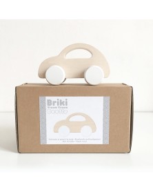 Briki Wooden Push Along Beetle Car - White