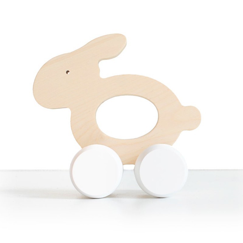 Briki Wooden Push Along Bunny - White