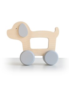 Briki Wooden Push Along Puppy - Grey