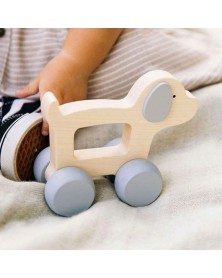Briki Wooden Push Along Puppy - Grey