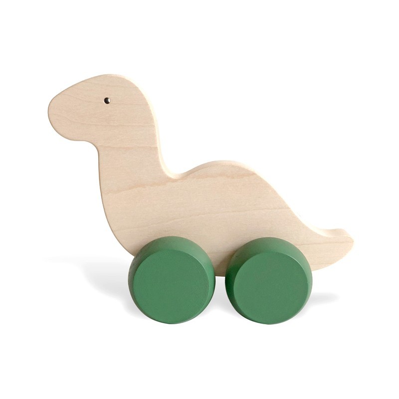 Briki Wooden Push Along Dinosaur - Green