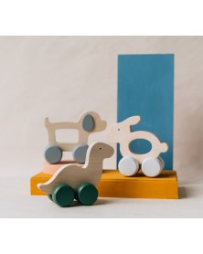 Briki Wooden Push Along Dinosaur - Green