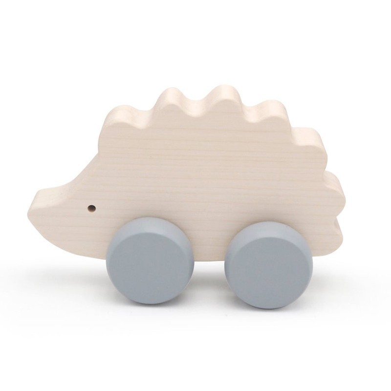 Briki Wooden Push Along Hedgehog - Grey