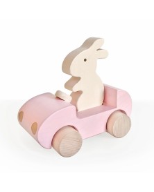 Briki Wooden Push Along Bunny Car - Pink