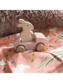 Briki Wooden Push Along Bunny Car - Pink