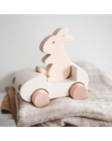 Briki Wooden Push Along Bunny Car - White