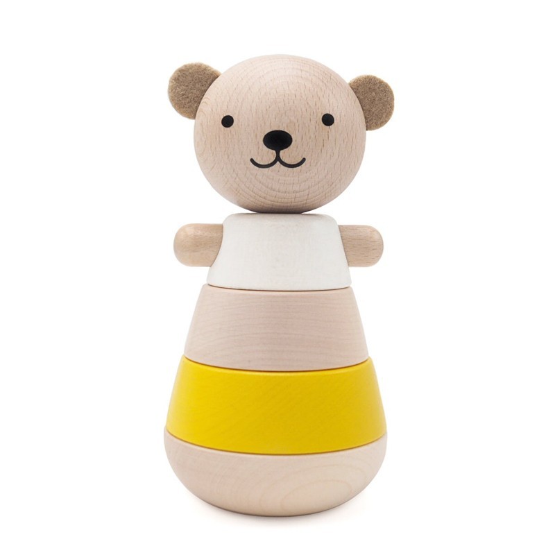 Briki Wooden Stacking Bear- Yellow