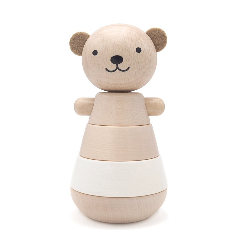 Briki Wooden Stacking Bear- White