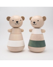 Briki Wooden Stacking Bear- White