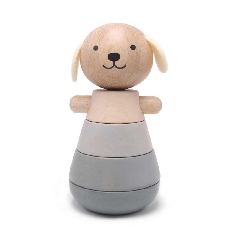 Briki Wooden Stacking Dog- Grey