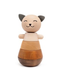 Briki Wooden Stacking Cat- Brown