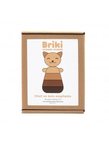 Briki Wooden Stacking Cat- Brown