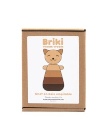 Briki Wooden Stacking Cat- Brown