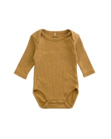 Play Up Ribbed Organic Cotton Bodysuit - Mustard