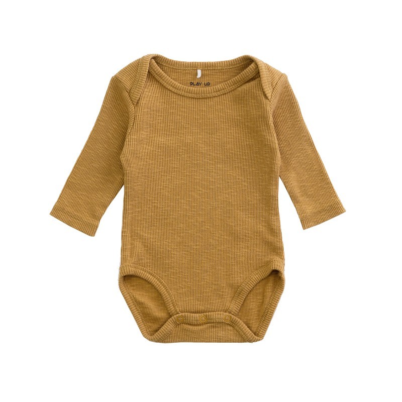 Play Up Ribbed Organic Cotton Bodysuit - Mustard