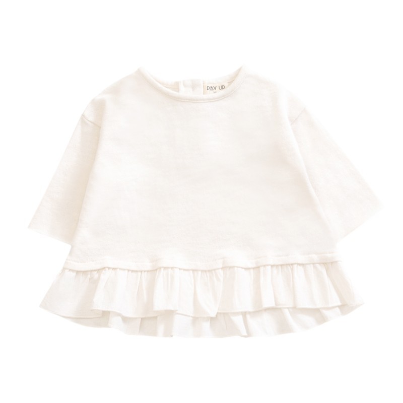 Play Up Organic Cotton Ruffle Top - Ivory