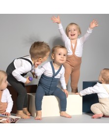 Silly Silas Footless Braces Tights - Steel Blue 