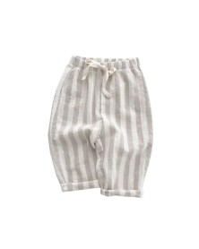 Wide Stripes Pants - Beige