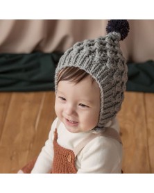 Baby Knitted Pixie Bonnet - Grey